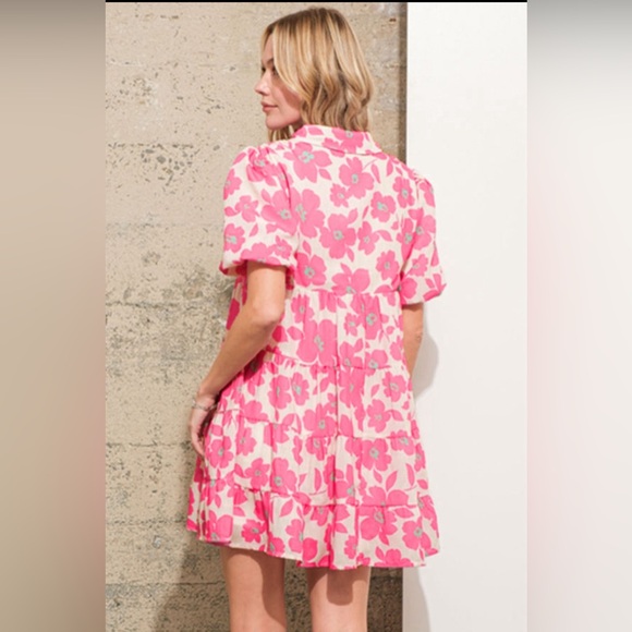 Scarlett floral tiered puff sleeve mini dress - Picture 3 of 3